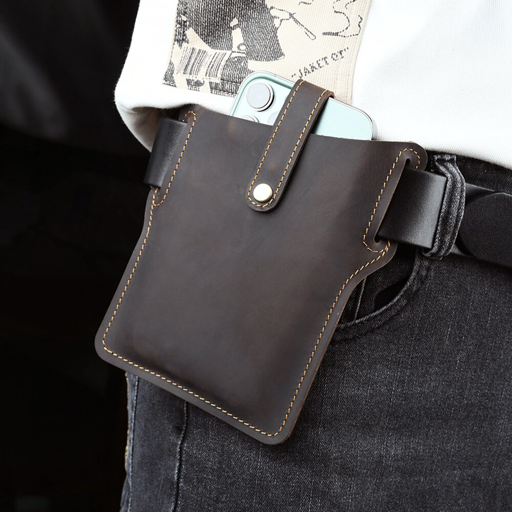 Saddle Bag Leather - Bumbag Crazy Horse Leather Retro Phone