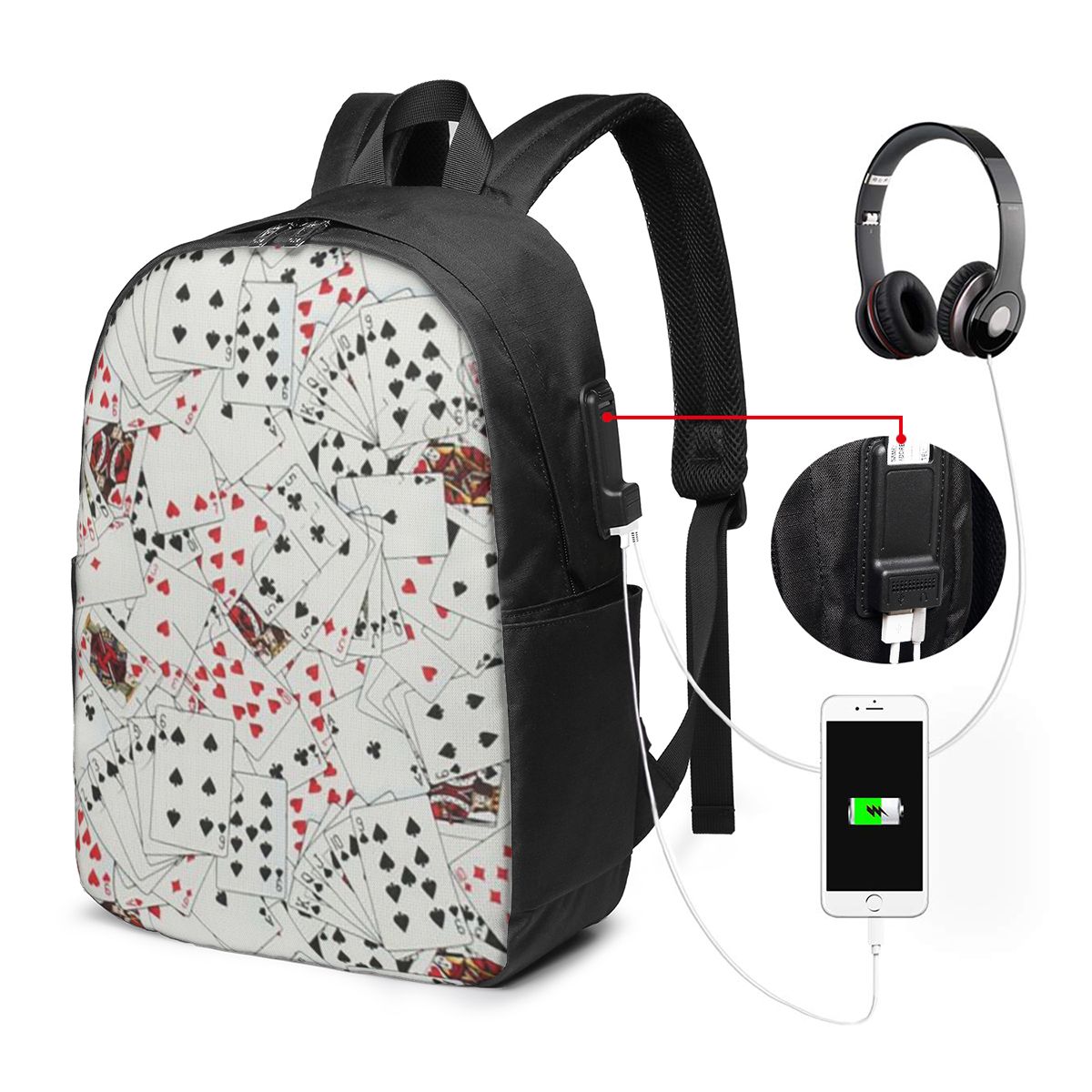 Women Bags For Women - Playing Cards Poker Print Backpack Travel