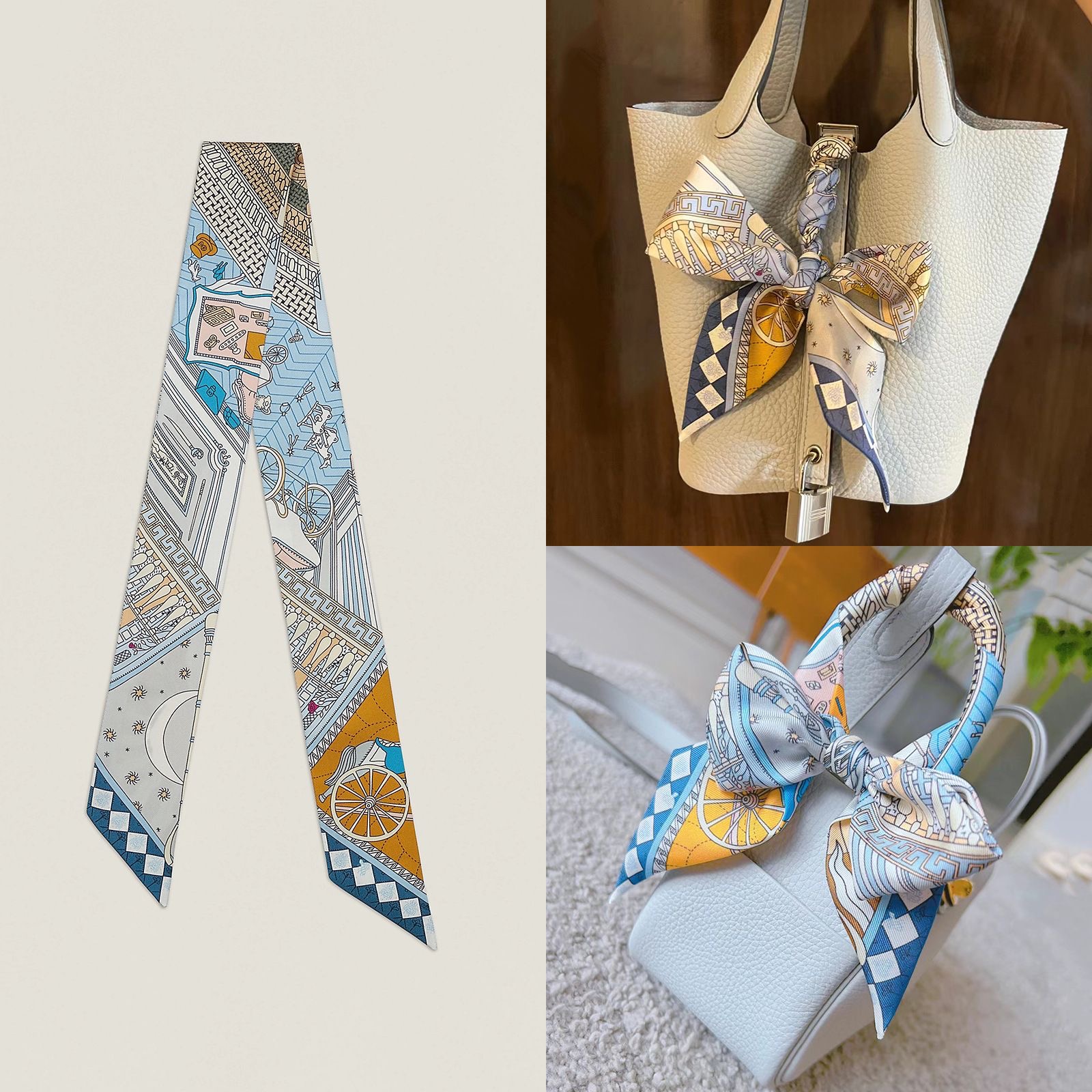 Women Bags Polene - Exotic Printed Silk Scarf for Bags