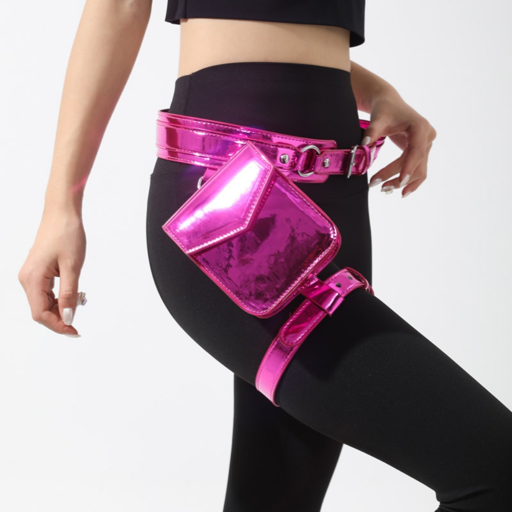 Saddle Bag Leather - Portable Punk Metallic Waist Belt Pouch