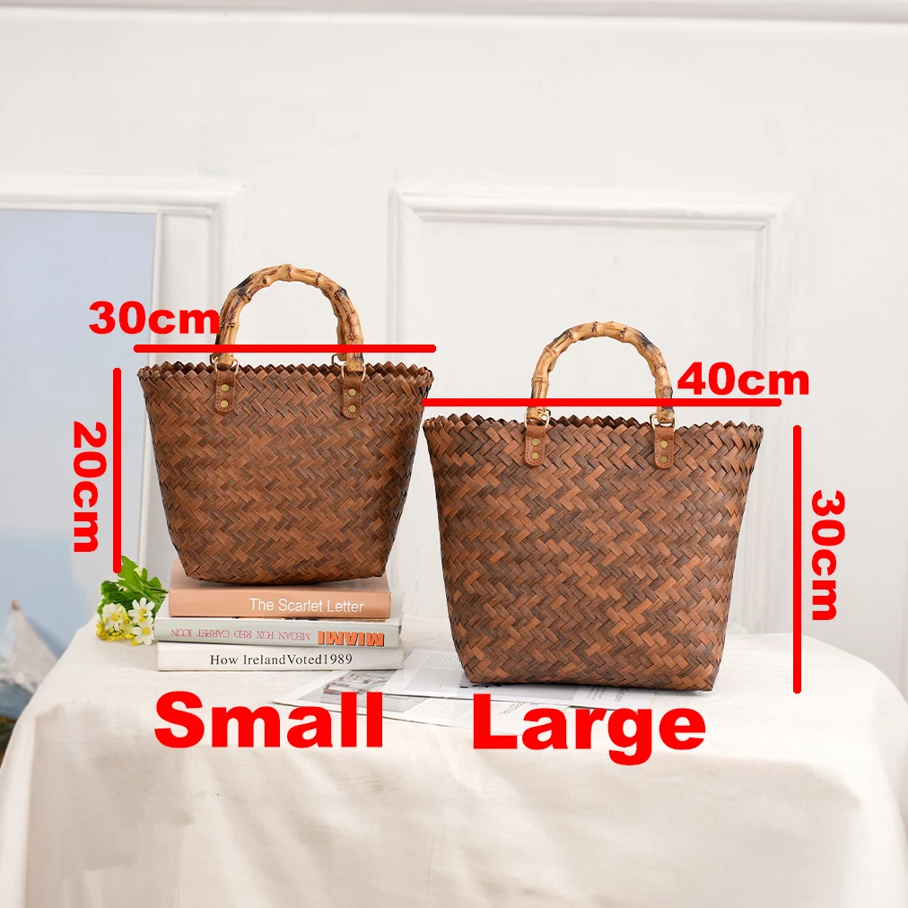 Vintage Bamboom Handle Rattan  – Basket Bag Wicker recenzja i cena