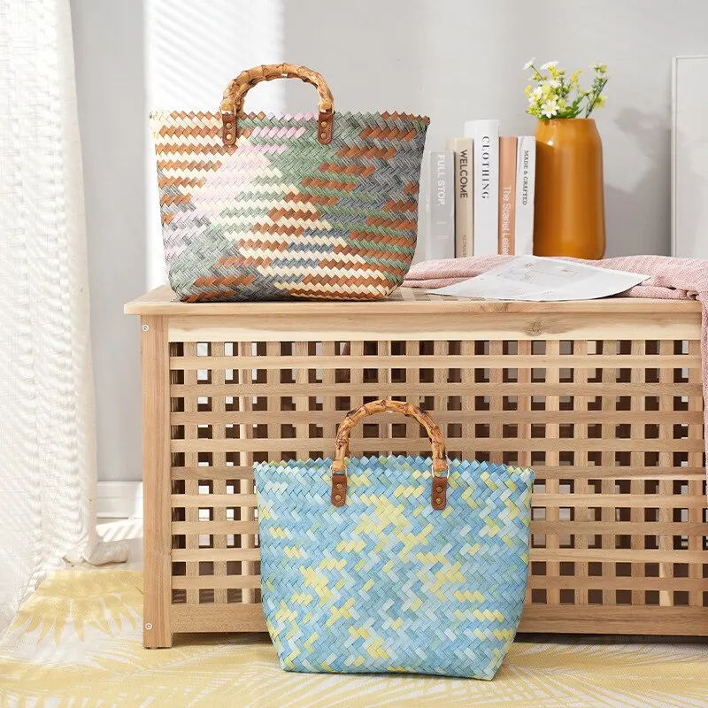 Vintage Bamboom Handle Rattan  – Basket Bag Wicker recenzja i cena