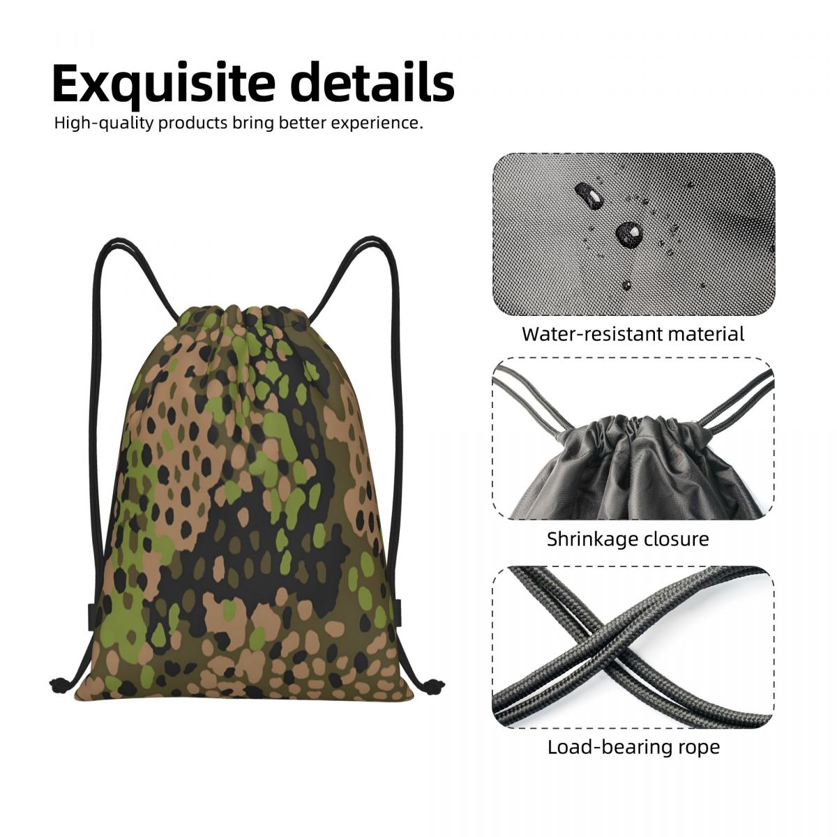 Custom WW2 Camo Drawstring Bac – Women Bags Germany recenzja i cena