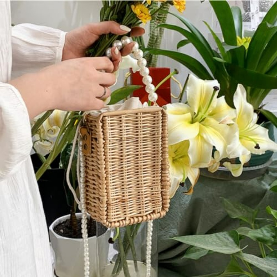 Pearl Basket Purse, Handwoven  – Basket Bag Wicker recenzja i cena