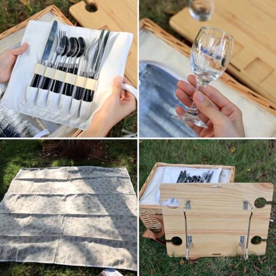 Wicker Picnic Basket for 4 wit – Basket Bag Wicker recenzja i cena