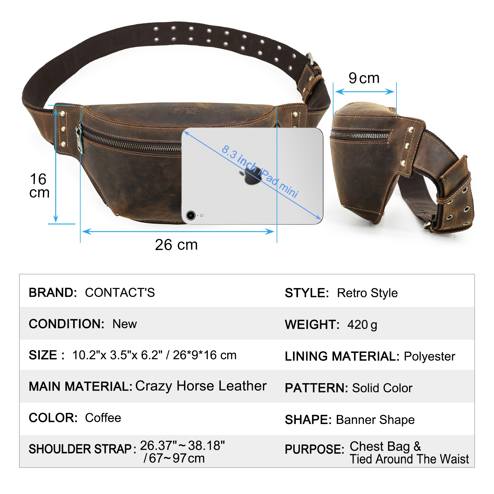 CONTACT'S Genuine Leather Wais – Saddle Bag Leather recenzja i cena