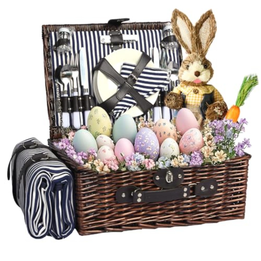Picnic Basket Set for 4 with W – Basket Bag Wicker recenzja i cena