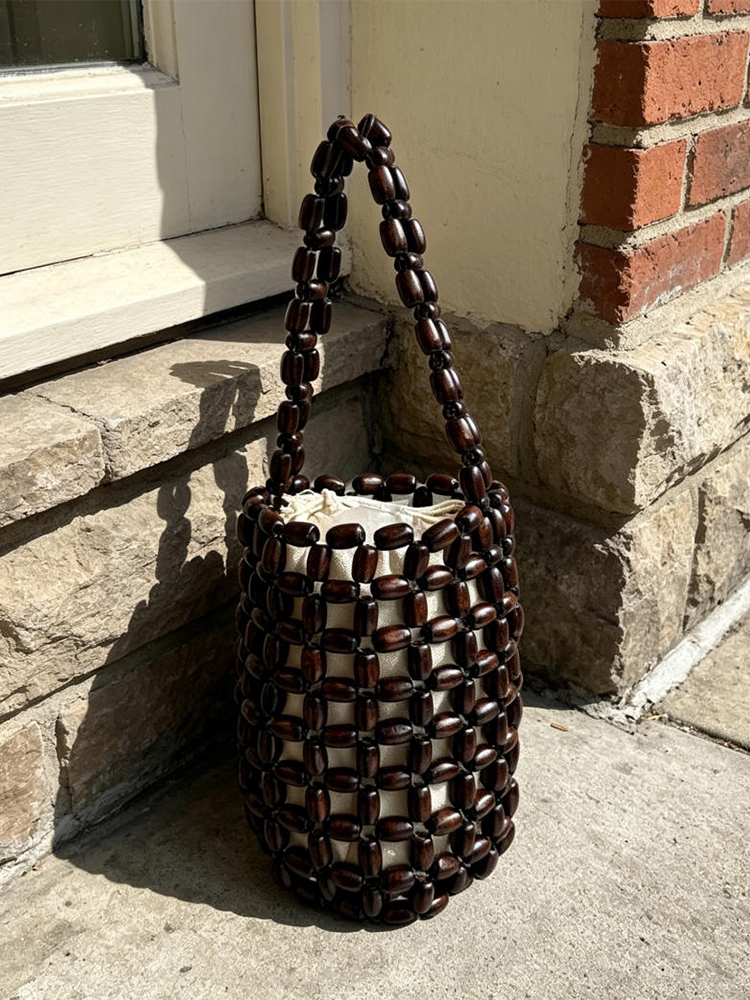 Handmade Wooden Bead Shoulder  – Basket Bag Wicker recenzja i cena