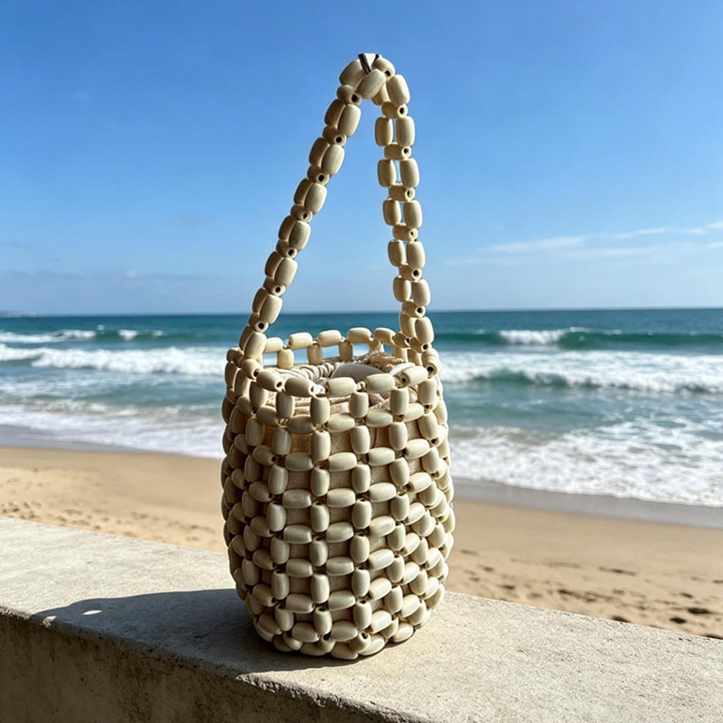 Handmade Wooden Bead Shoulder  – Basket Bag Wicker recenzja i cena